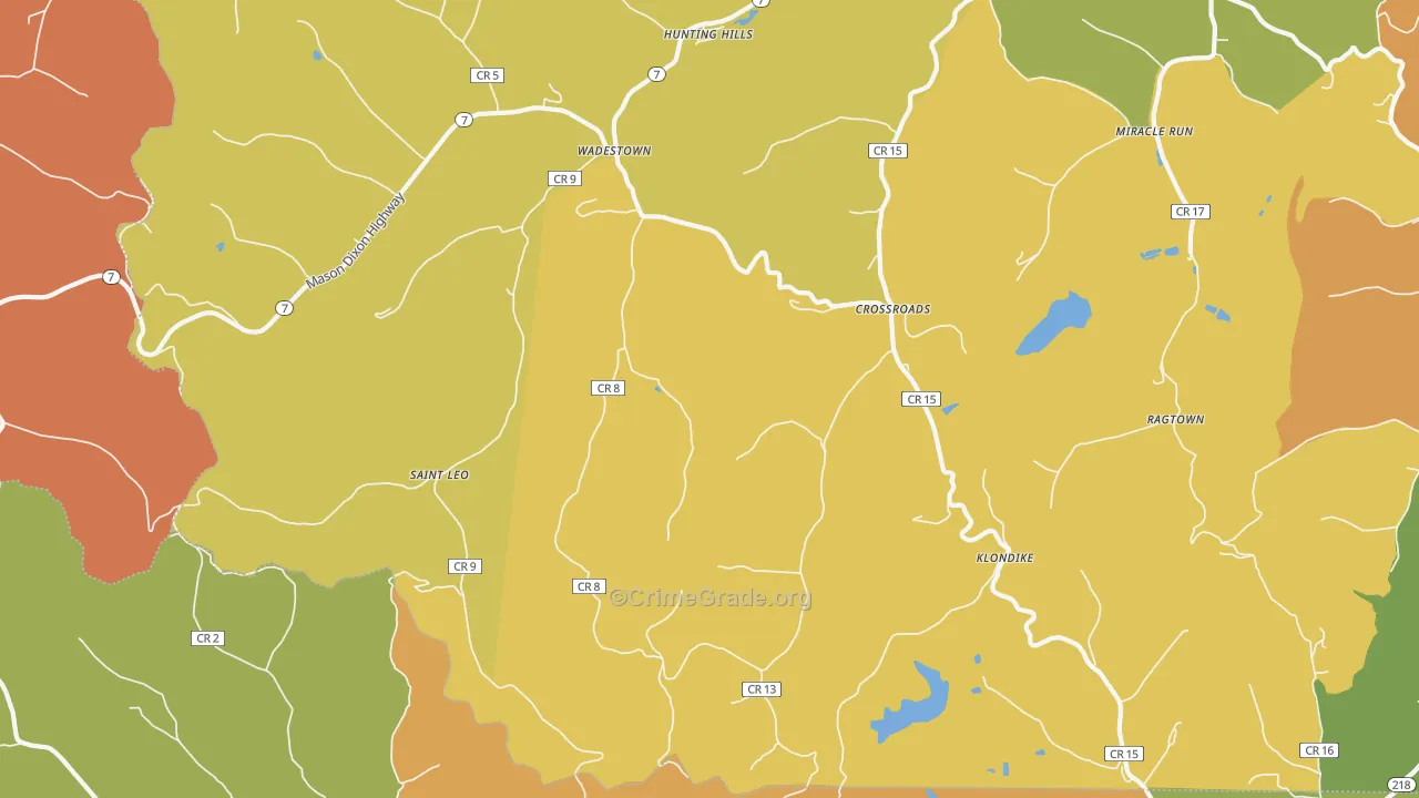 Wadestown, WV Map of Murder Rates