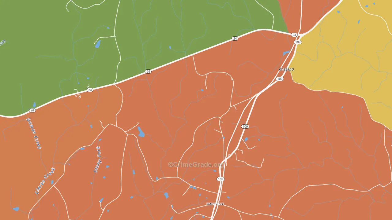 Wadeville, NC Map of Murder Rates