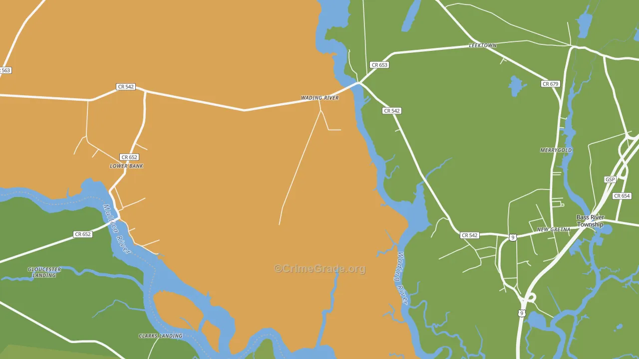 Wading River, NJ Map of Murder Rates