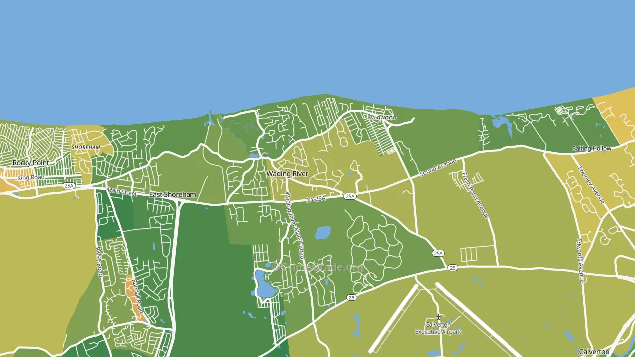 Wading River, NY Map of Murder Rates
