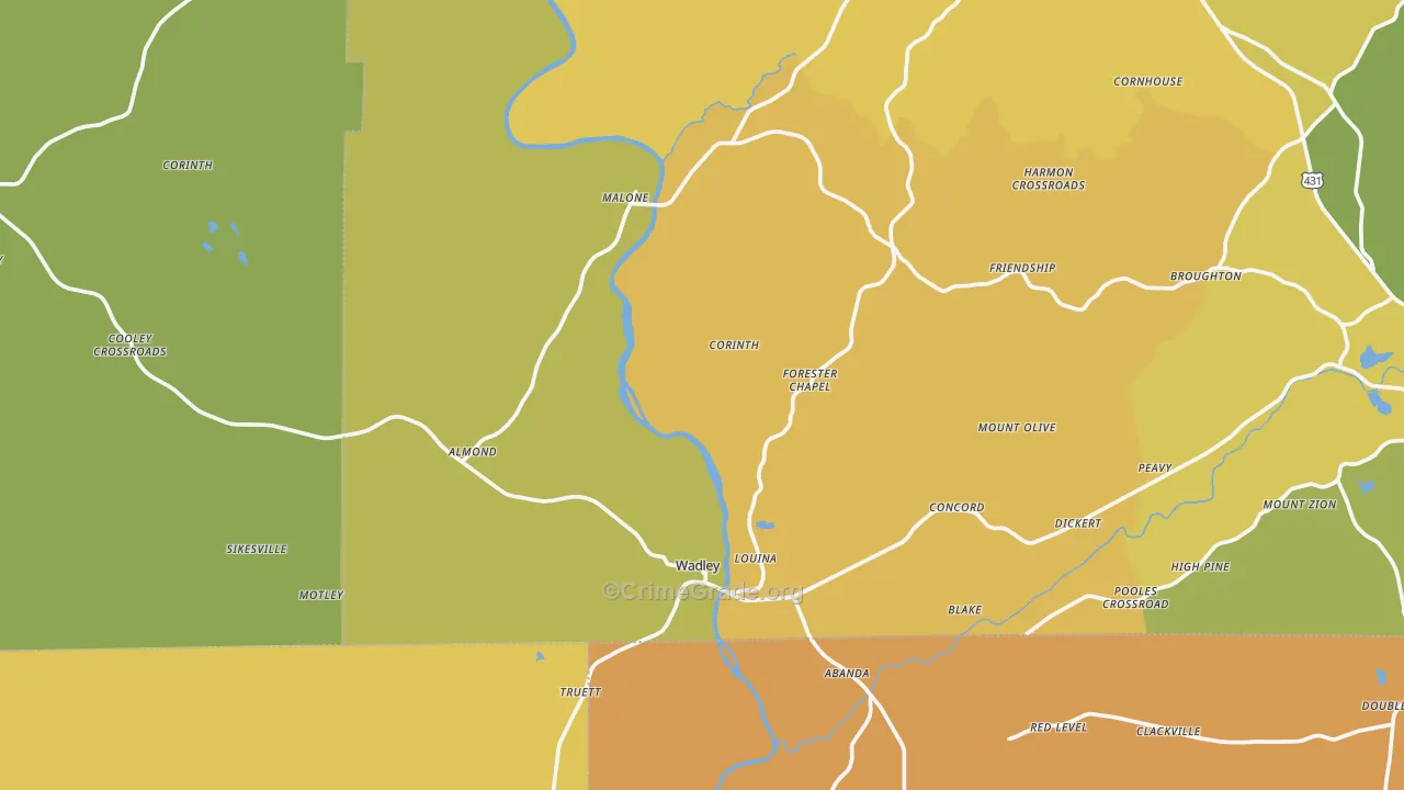 Wadley, AL Map of Murder Rates