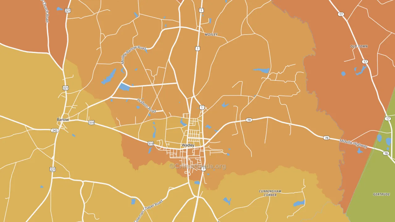 Wadley, GA Map of Murder Rates