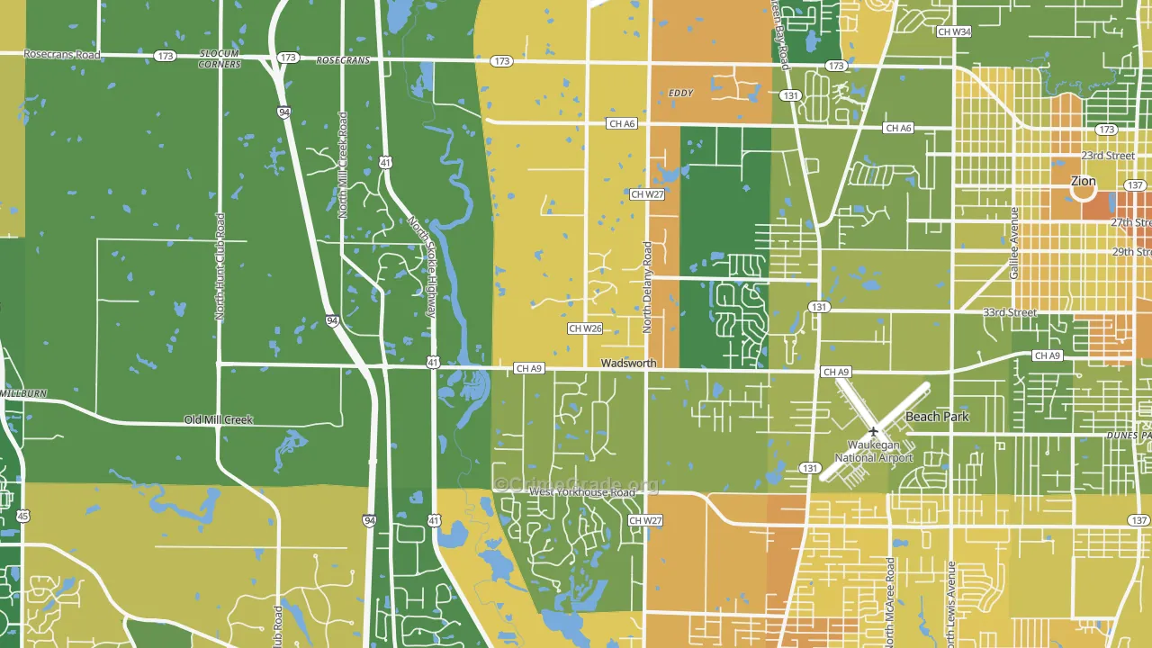 Wadsworth, IL Map of Murder Rates