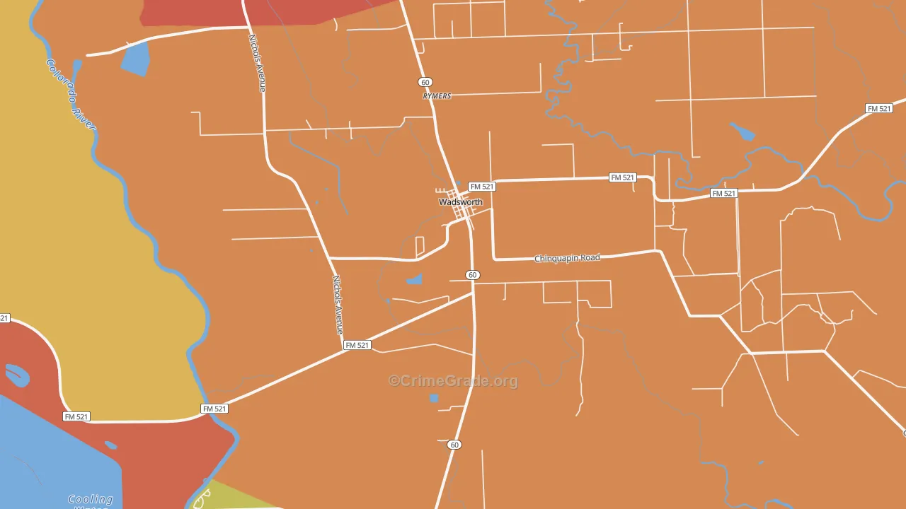 Wadsworth, TX Map of Murder Rates