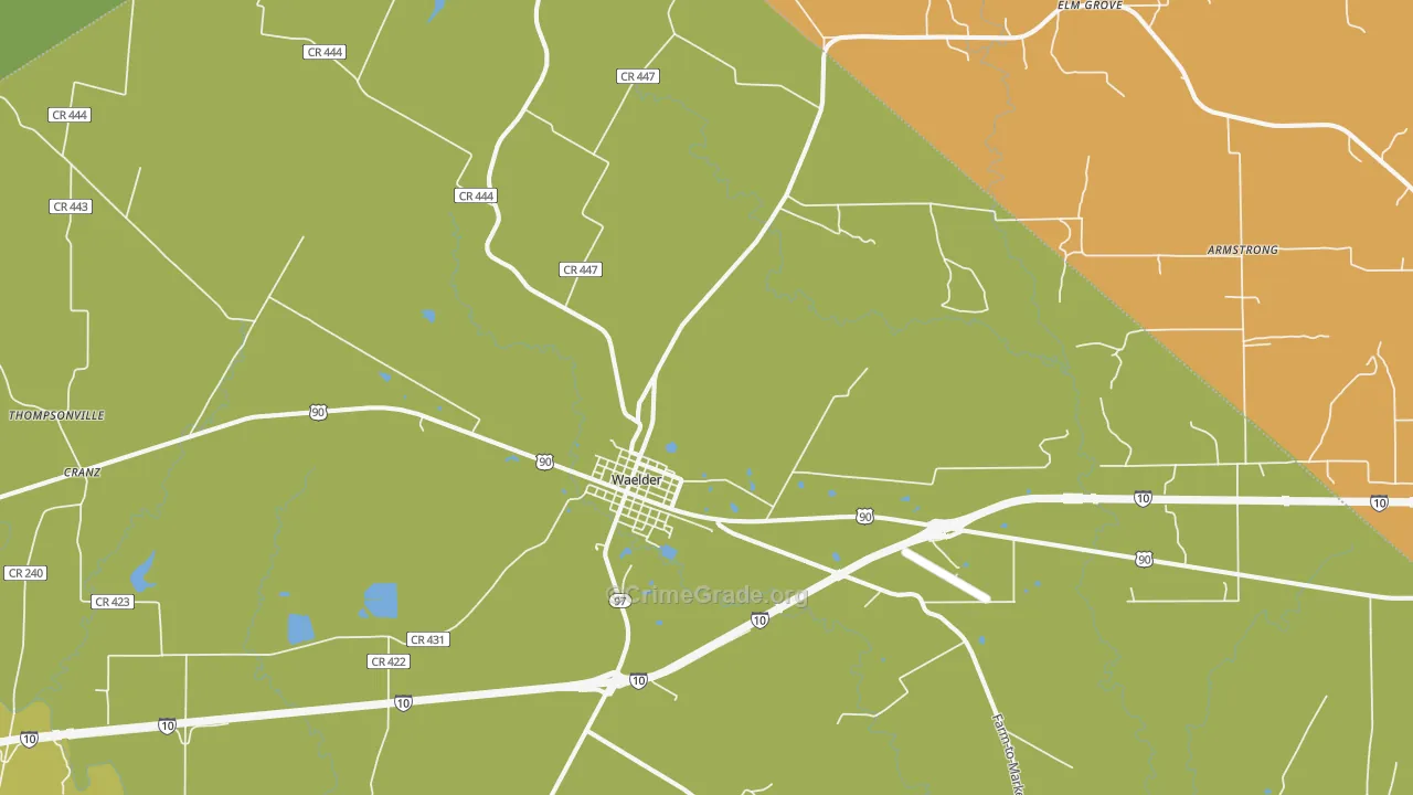 Waelder, TX Map of Murder Rates