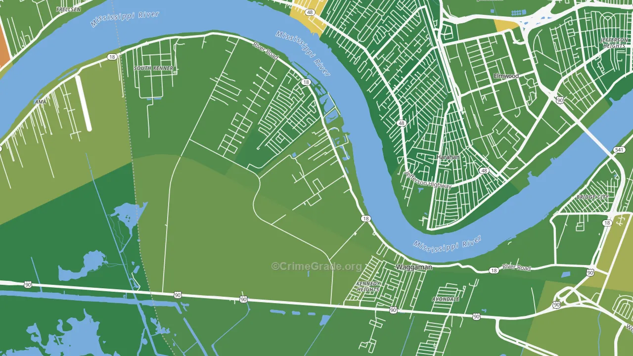 Waggaman, LA Map of Murder Rates