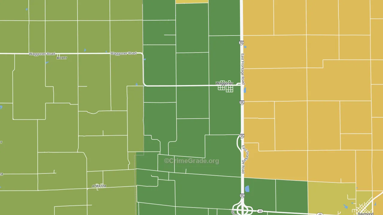 Waggoner, IL Map of Murder Rates