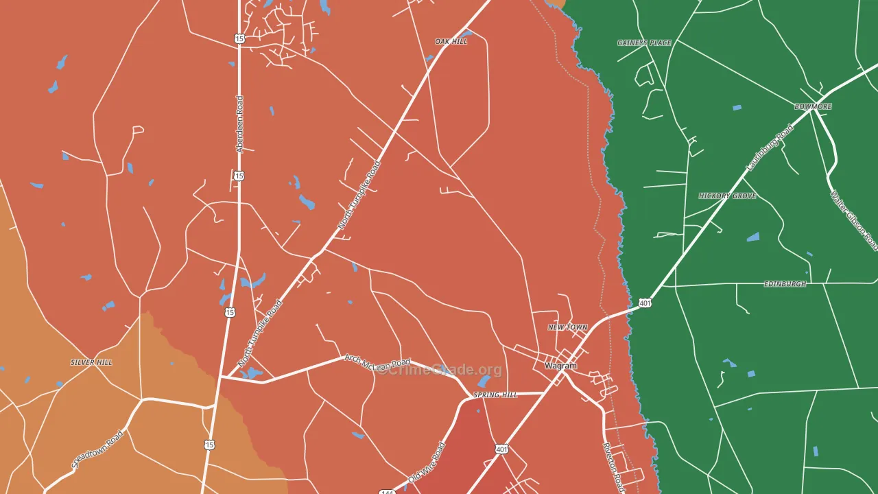 Wagram, NC Map of Murder Rates
