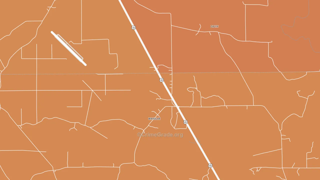 Wahalak, MS Map of Murder Rates