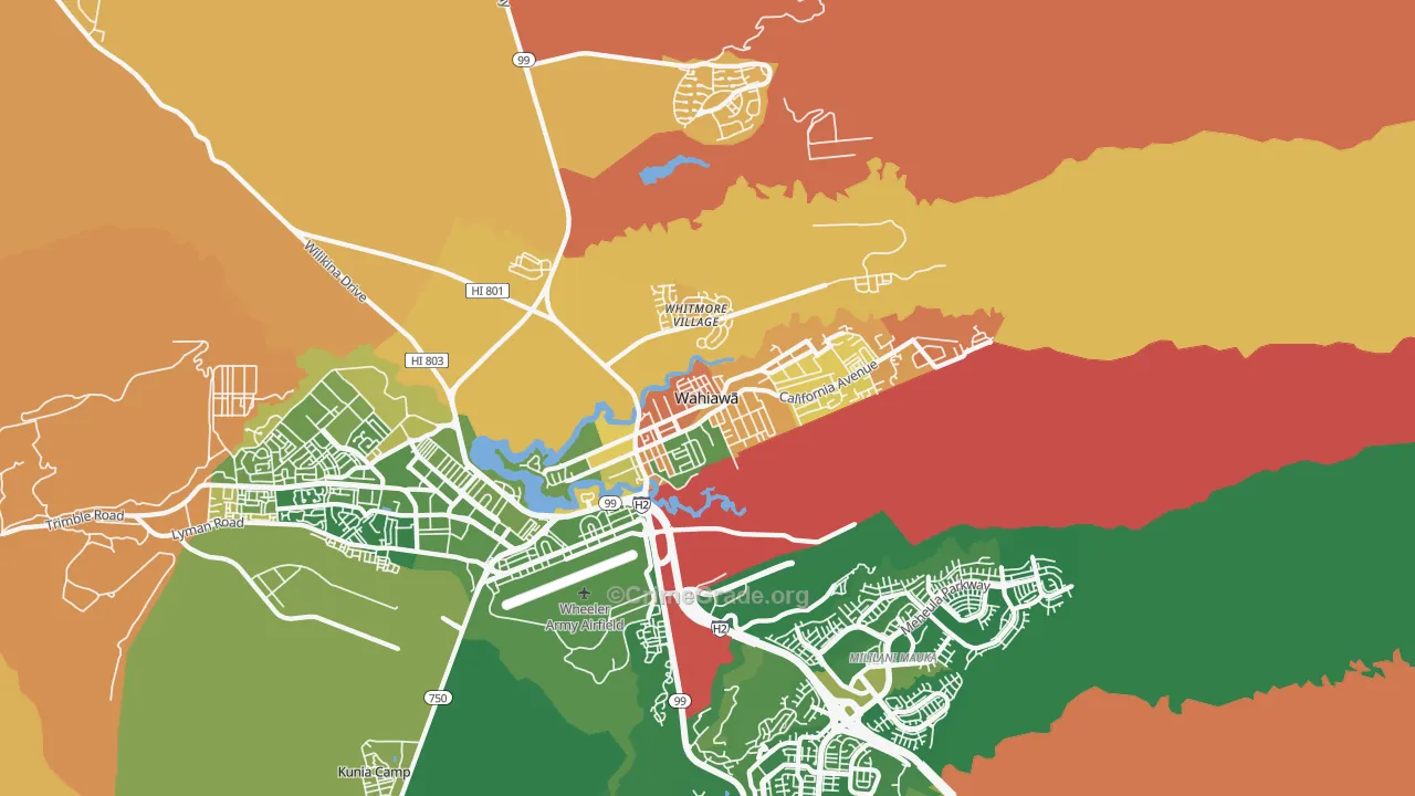 Wahiawa, HI Map of Murder Rates