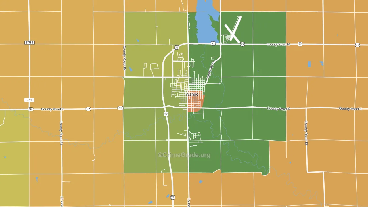 Wahoo, NE Map of Murder Rates