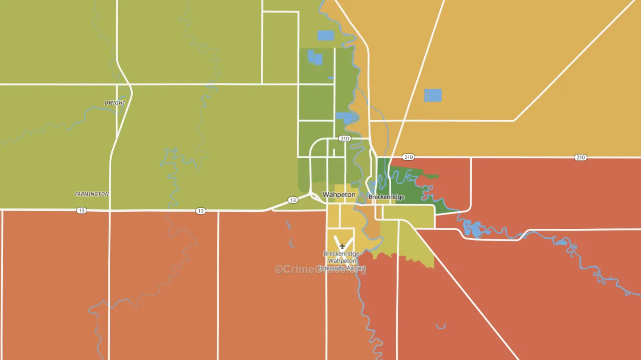 Wahpeton, ND Map of Murder Rates
