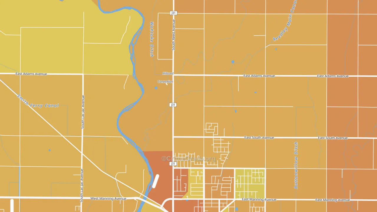 Wahtoke, CA Map of Murder Rates