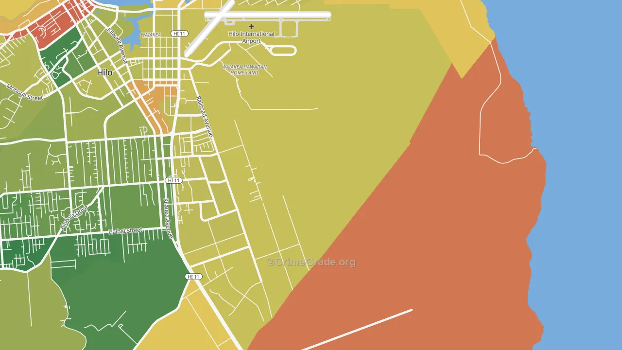 Waiakea, HI Map of Murder Rates