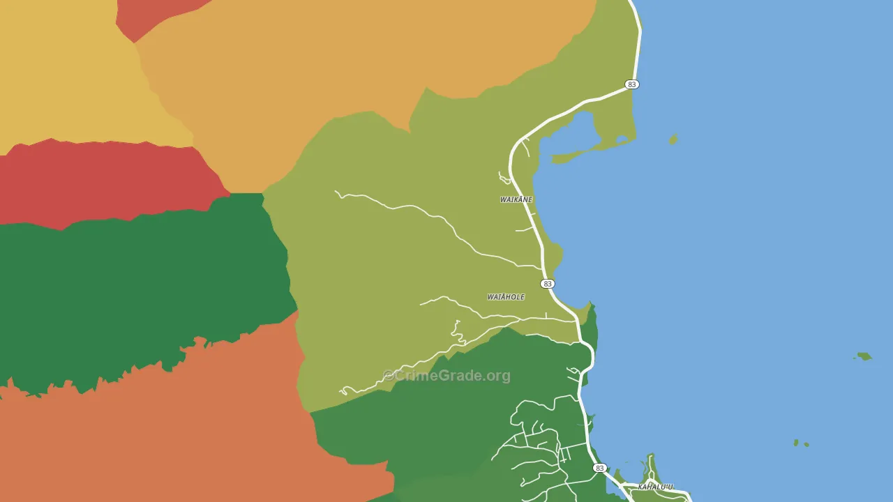 Waikane, HI Map of Murder Rates