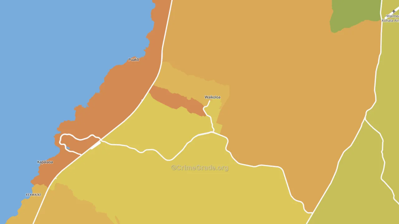 Waikoloa, HI Map of Murder Rates