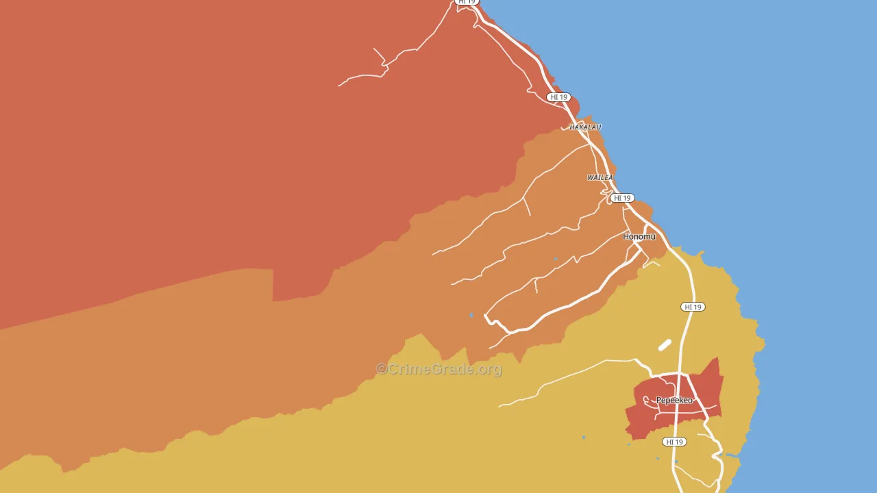Wailea, HI Map of Murder Rates