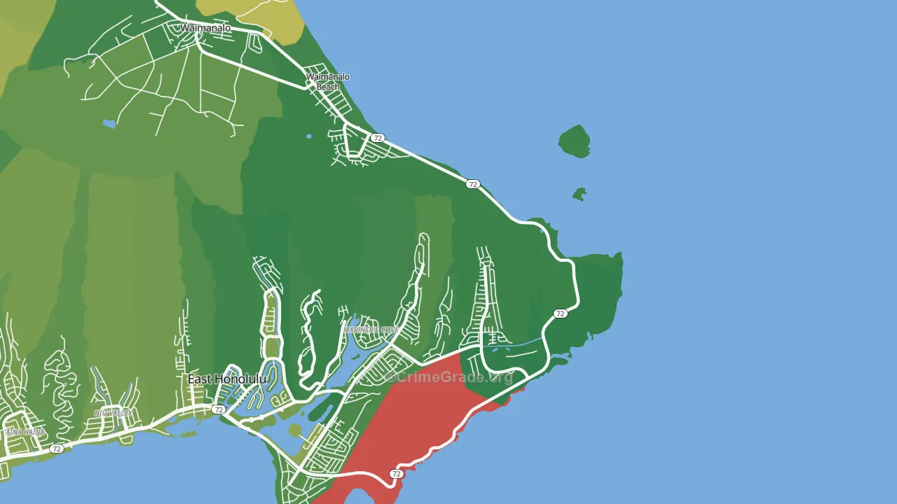 Waimanalo Beach, HI Map of Murder Rates