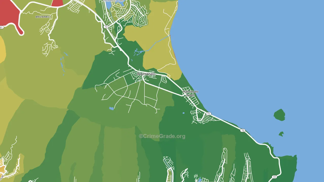 Waimanalo, HI Map of Murder Rates