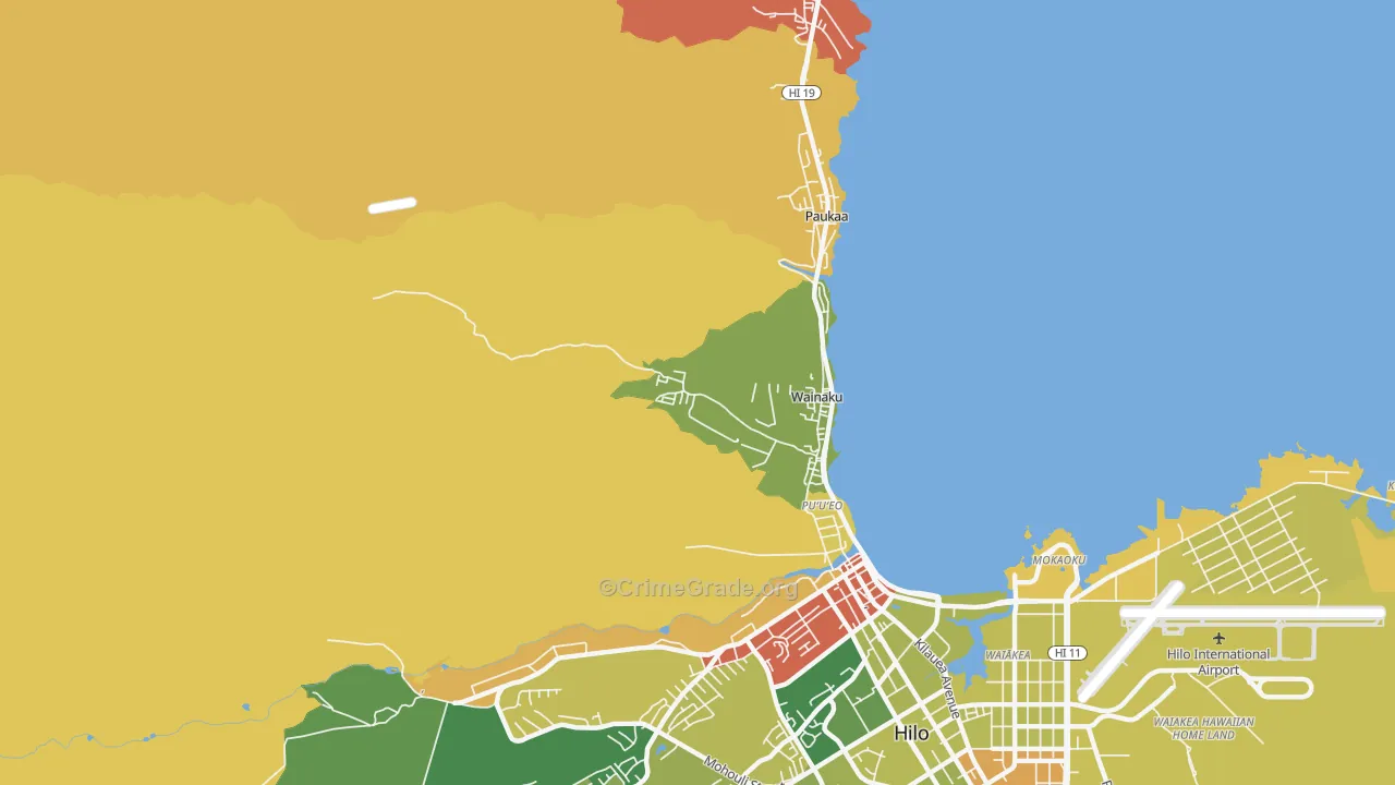 Wainaku, HI Map of Murder Rates