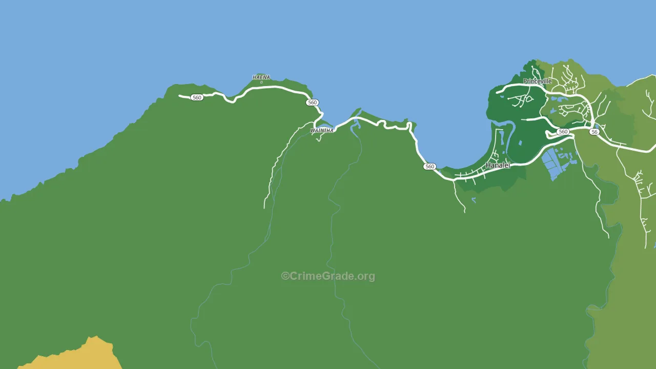 Wainiha, HI Map of Murder Rates