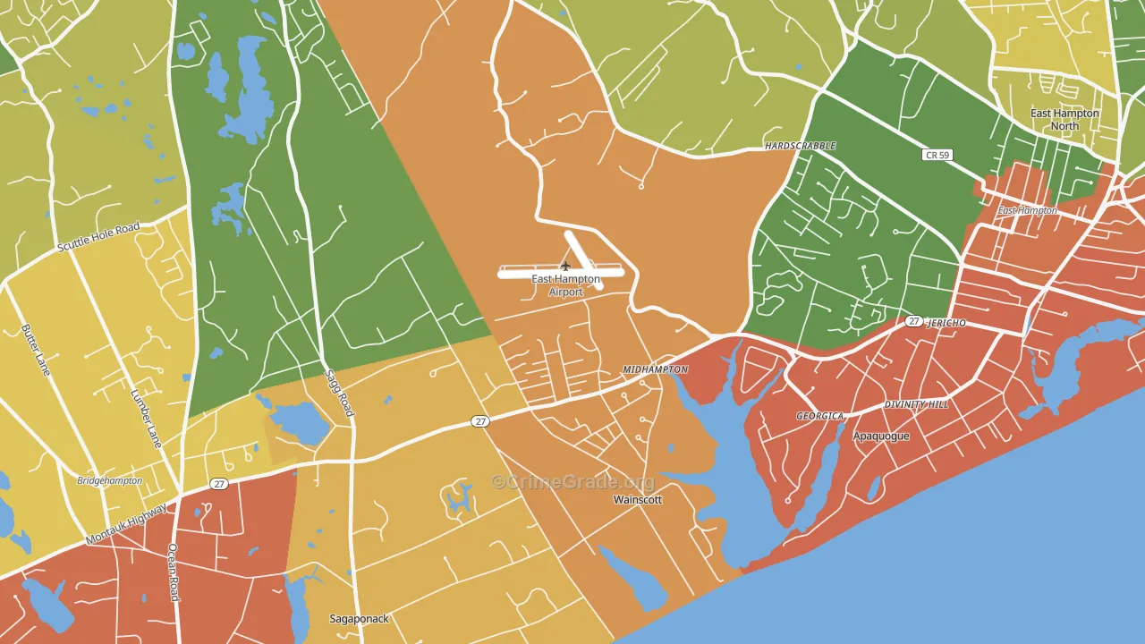 Wainscott, NY Map of Murder Rates