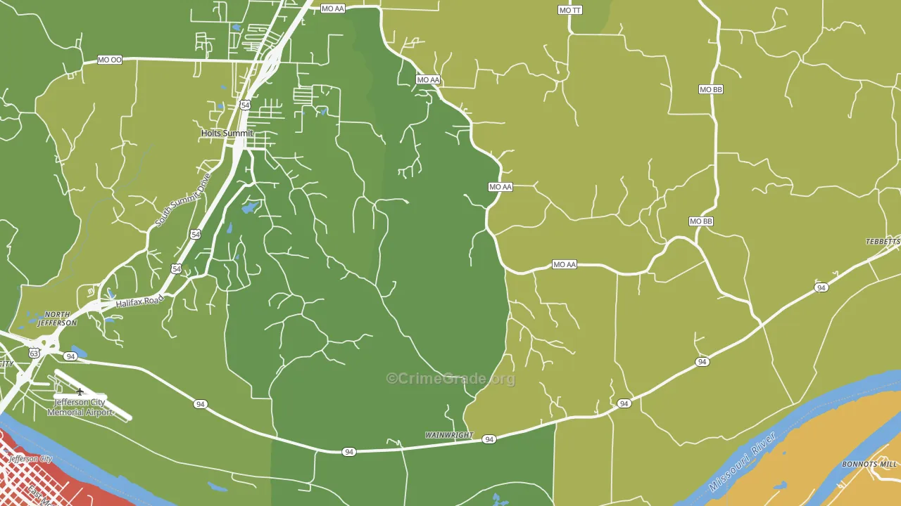 Wainwright, MO Map of Murder Rates