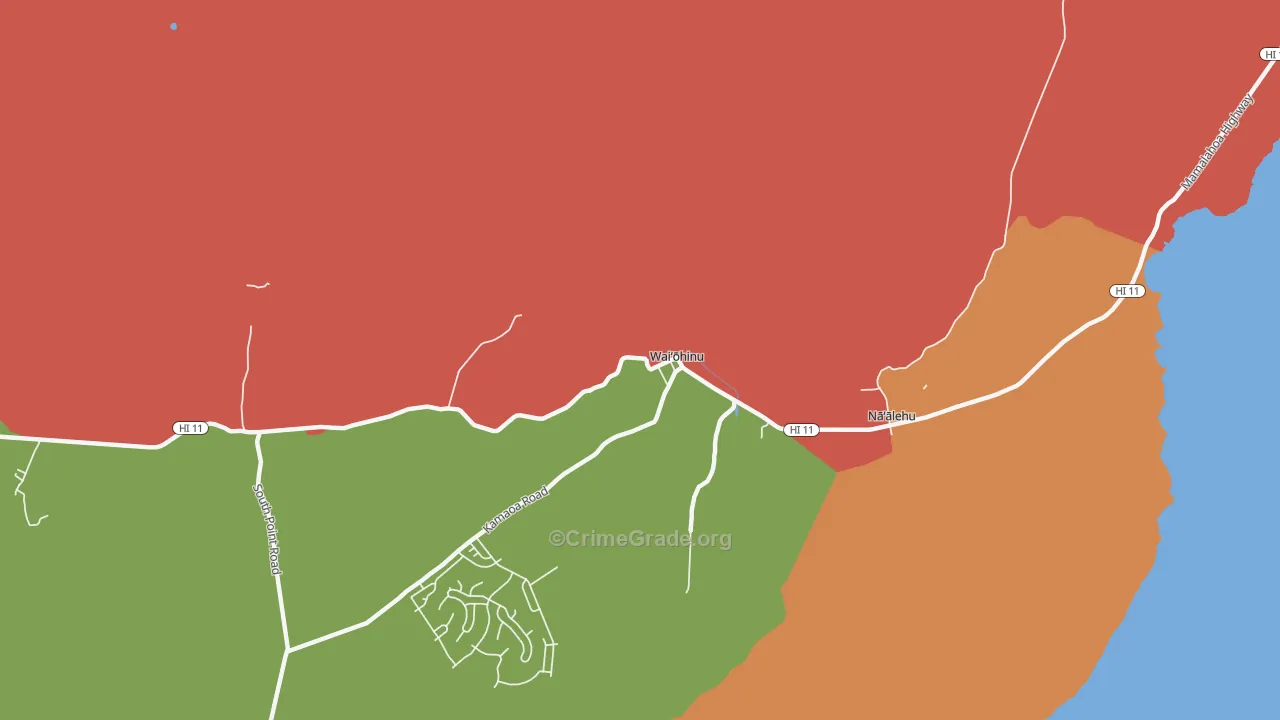 Waiohinu, HI Map of Murder Rates