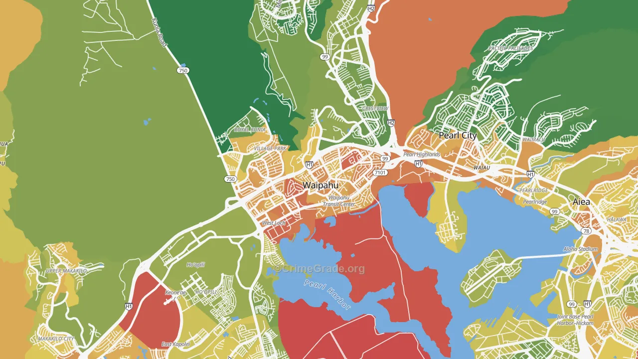 Waipahu, HI Map of Murder Rates