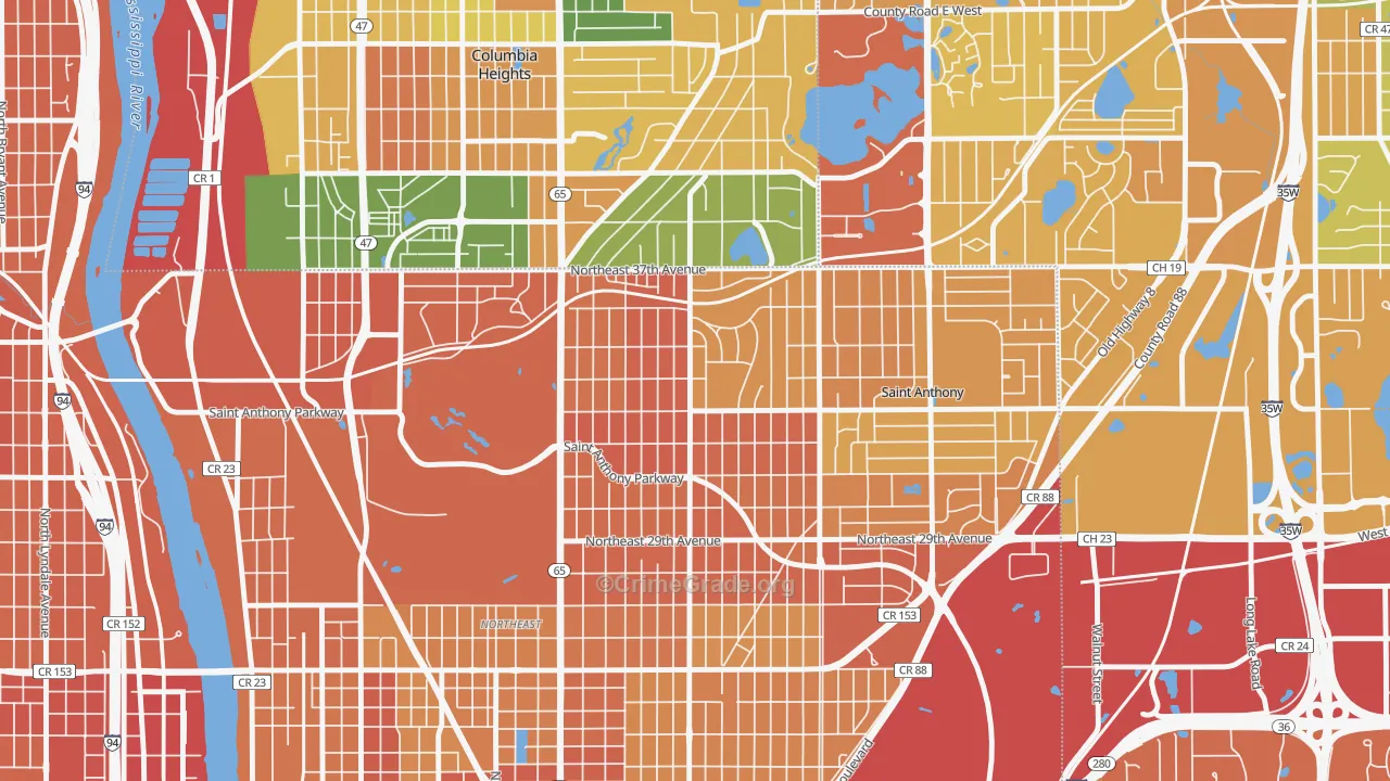 Waite Park, Minneapolis, MN Map of Murder Rates