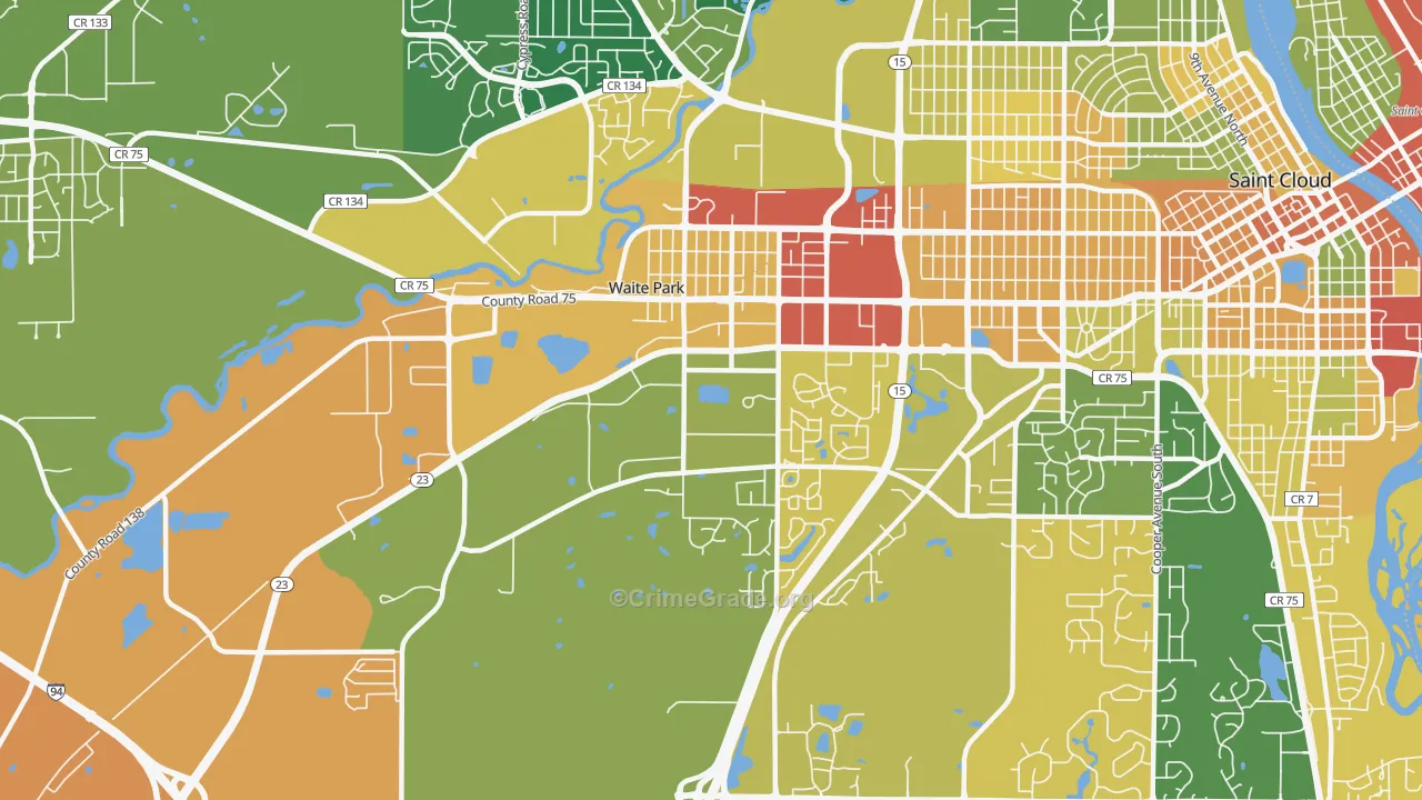 Waite Park, MN Map of Murder Rates