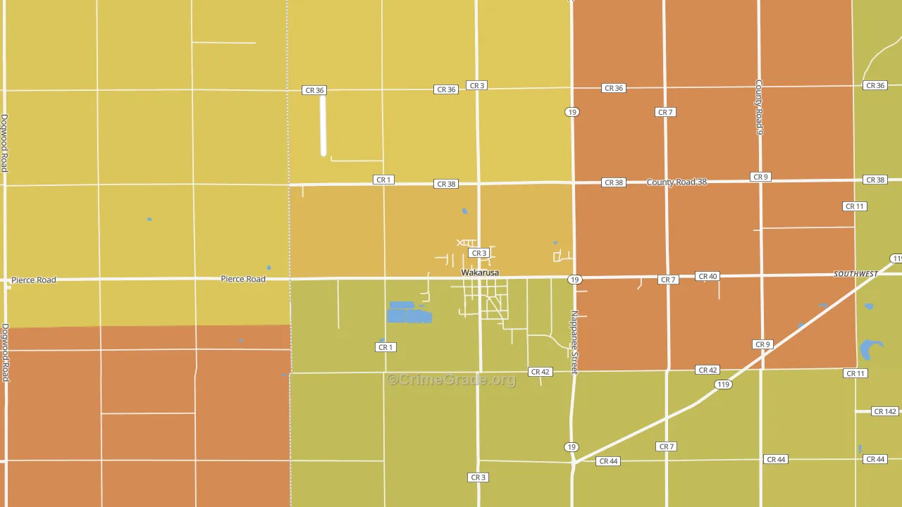Wakarusa, IN Map of Murder Rates