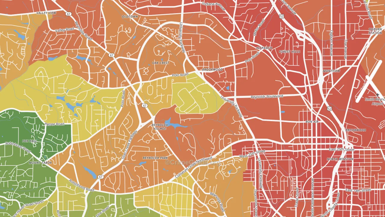 Wake Forest University, Winston-Salem, NC Map of Murder Rates