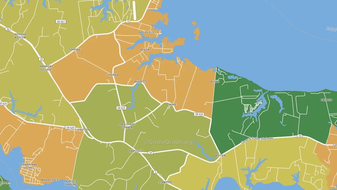 Wake, VA Map of Murder Rates