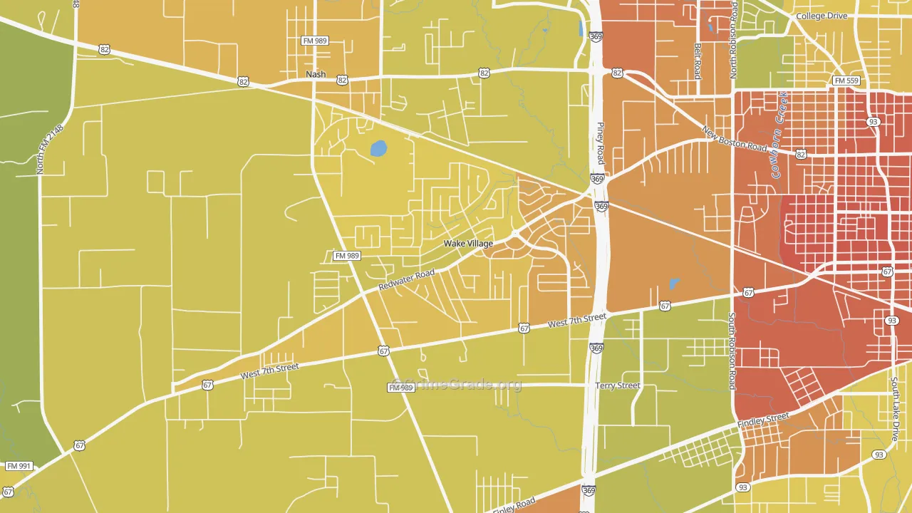 Wake Village, TX Map of Murder Rates