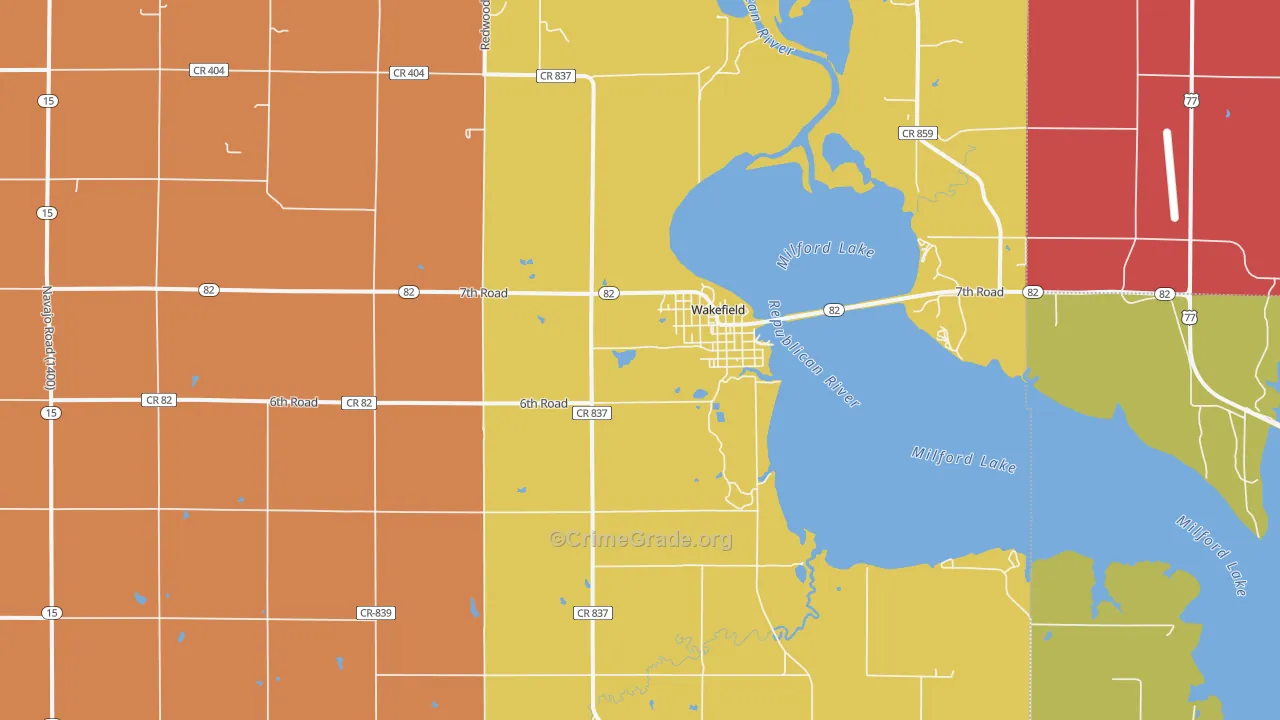 Wakefield, KS Map of Murder Rates