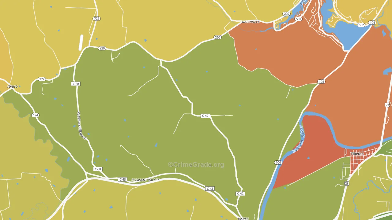 Wakefield, OH Map of Murder Rates