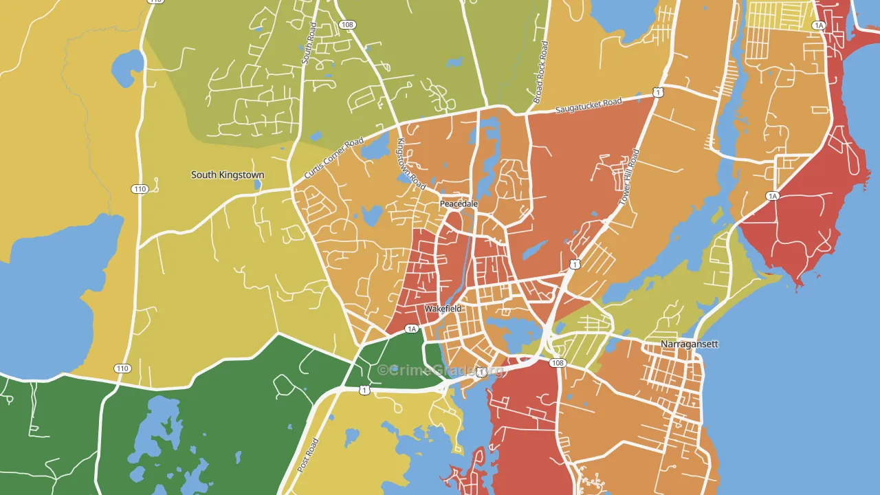 Wakefield-Peacedale, RI Map of Murder Rates