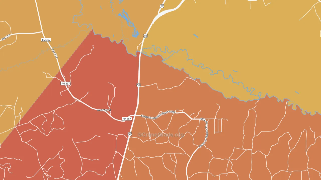 Wakefield, TX Map of Murder Rates