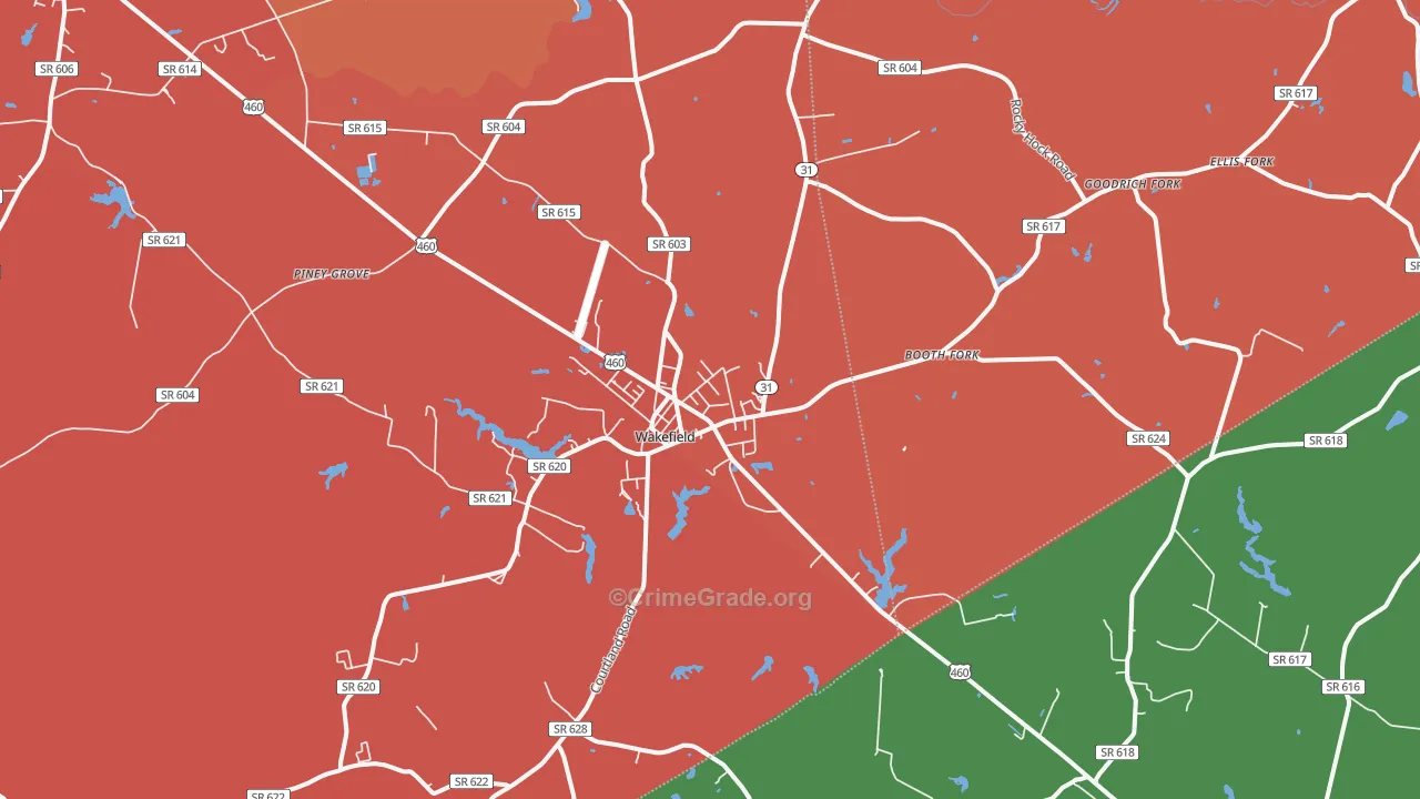 Wakefield, VA Map of Murder Rates