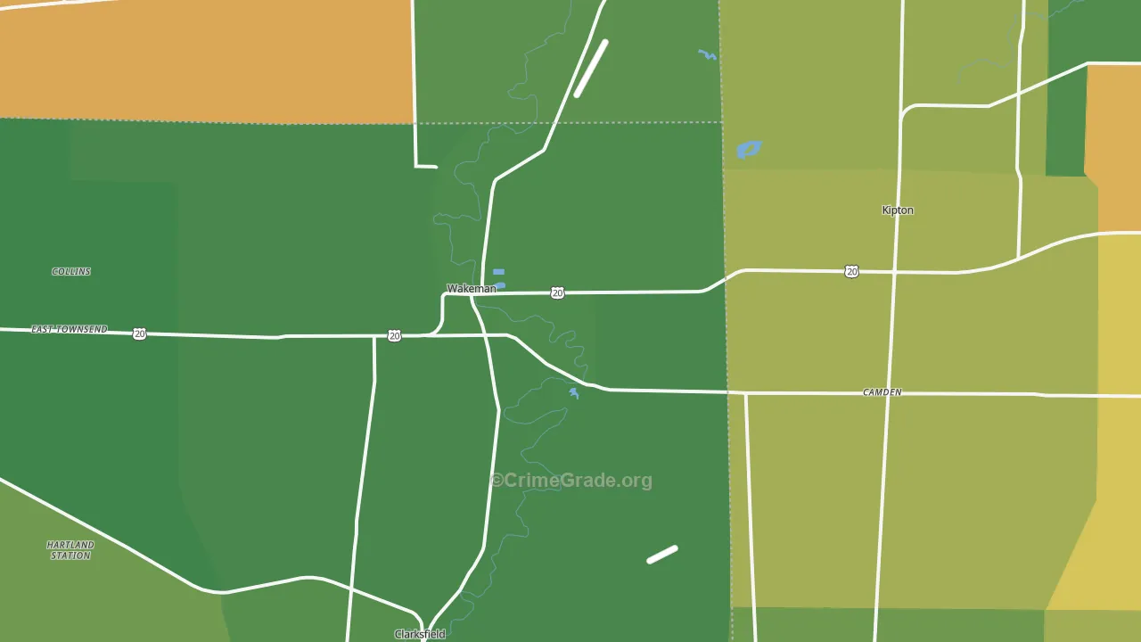 Wakeman, OH Map of Murder Rates
