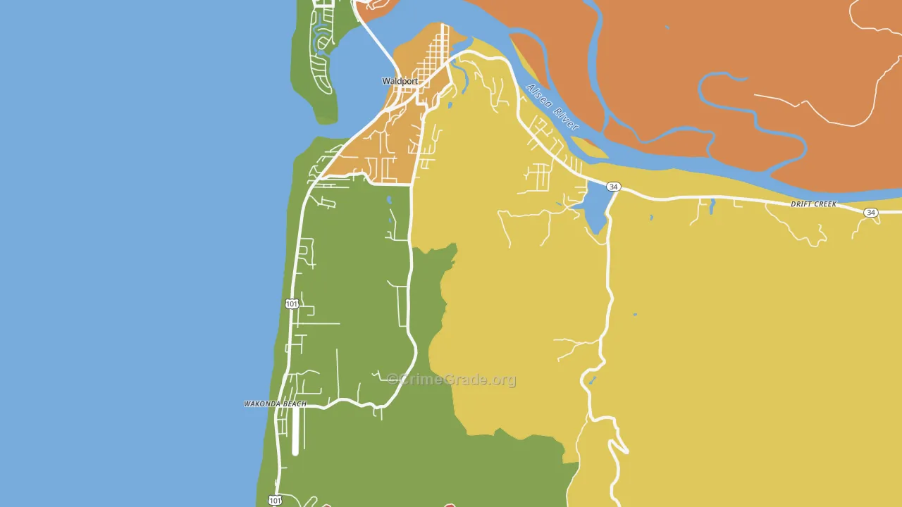 Wakonda Beach, OR Map of Murder Rates
