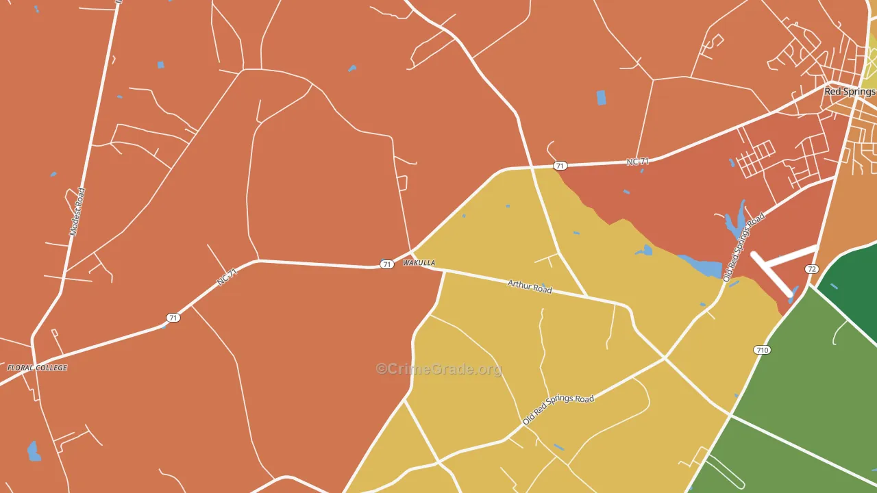 Wakulla, NC Map of Murder Rates