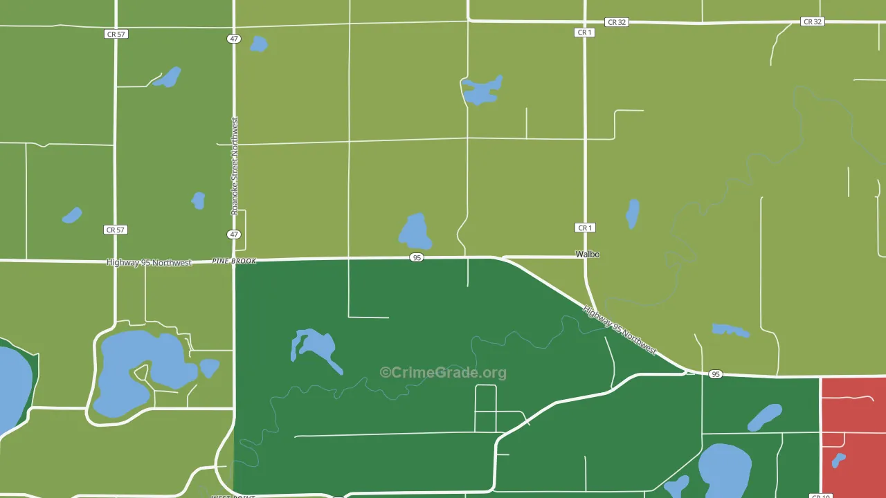 Walbo, MN Map of Murder Rates