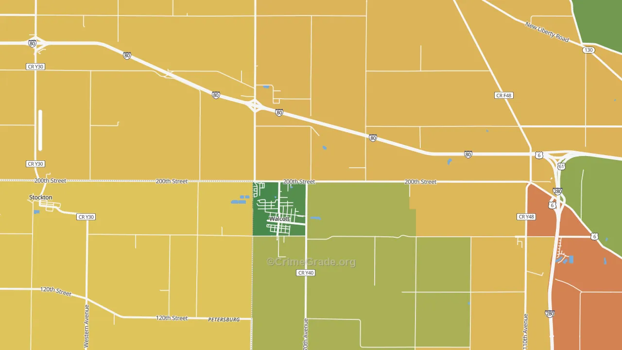 Walcott, IA Map of Murder Rates