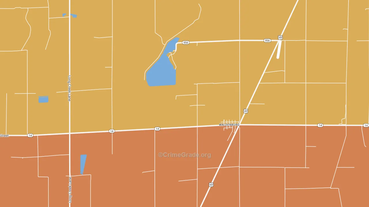 Waldenburg, AR Map of Murder Rates