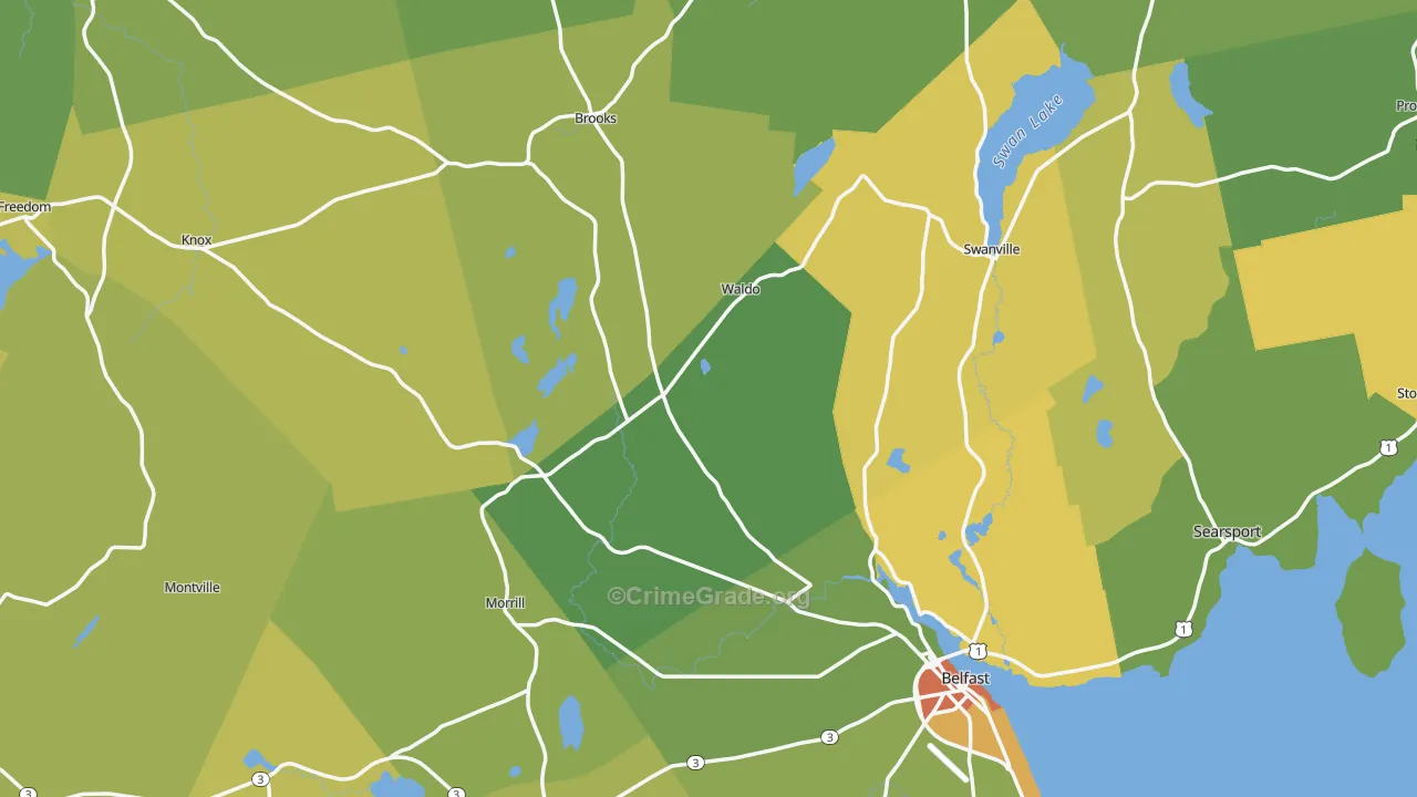 Waldo County, ME Map of Murder Rates