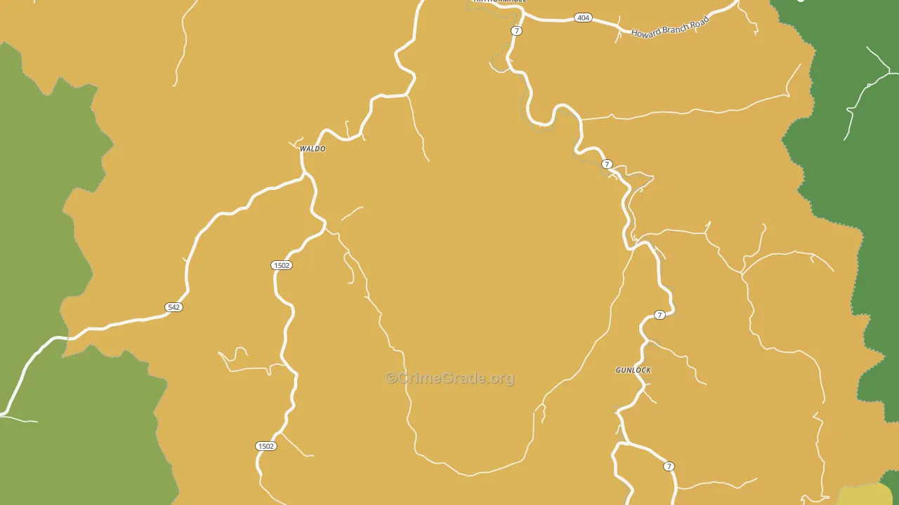 Waldo, KY Map of Murder Rates