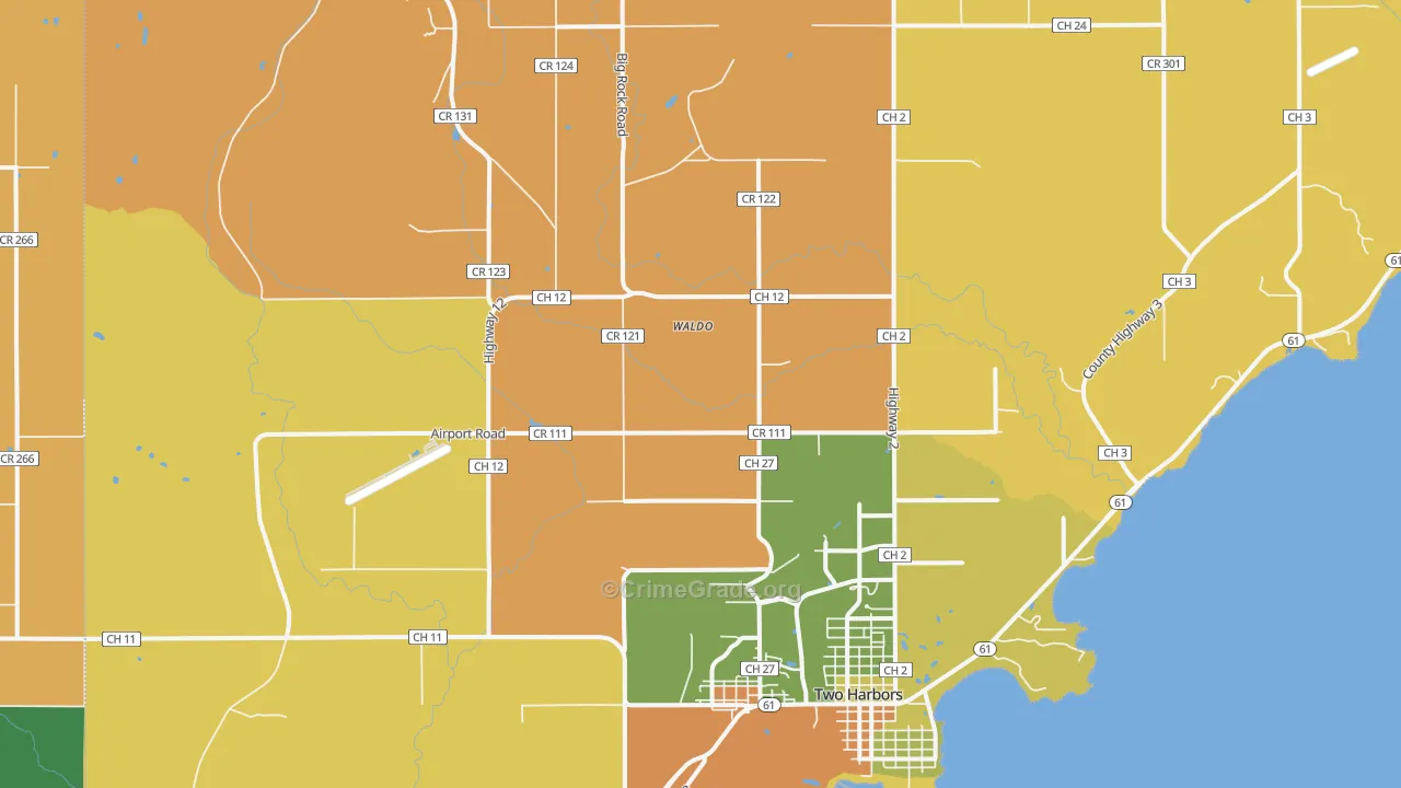 Waldo, MN Map of Murder Rates