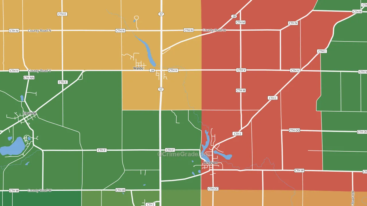Waldo, WI Map of Murder Rates